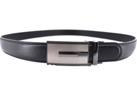 Pánský kožený opasek s plnou přezkou - černá