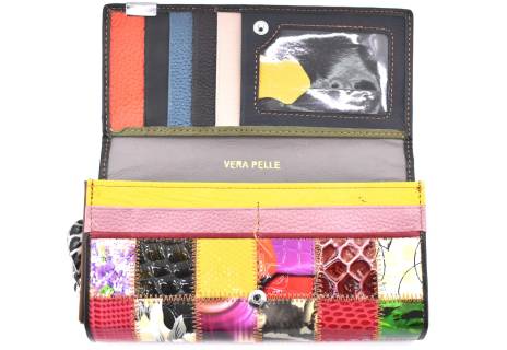 Luxusní dámská kožená peněženka z pravé kůže - vícebarevná