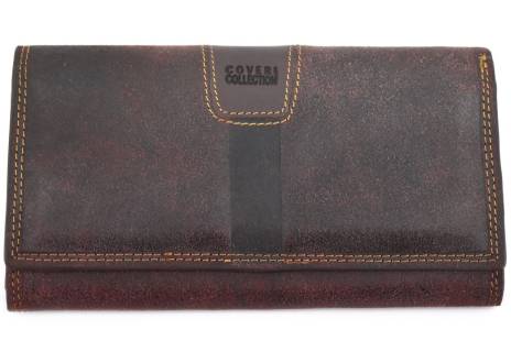 Luxusní dámská kožená peněženka z pravé kůže Coveri - tmavě hnědá