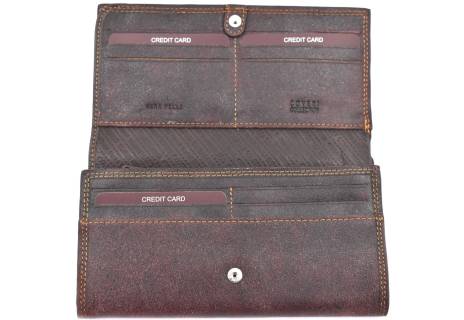 Luxusní dámská kožená peněženka z pravé kůže Coveri - tmavě hnědá