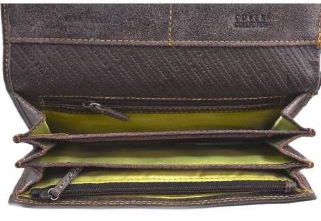 Luxusní dámská kožená peněženka z pravé kůže Coveri - tmavě hnědá