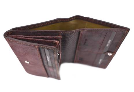 Luxusní dámská kožená peněženka z pravé kůže Coveri - tmavě hnědá