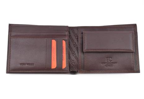Pánská kožená peněženka z pravé kůže EC Coveri- tmavě hnědá