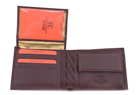 Pánská kožená peněženka z pravé kůže EC Coveri- tmavě hnědá