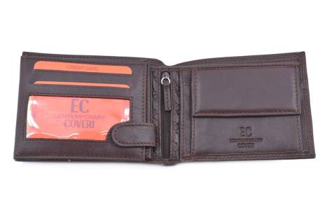 Pánská kožená peněženka z pravé kůže EC Coveri- tmavě hnědá