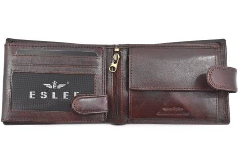 Pánská kožená peněženka z pravé kůže na šířku se zápinkou Eslee