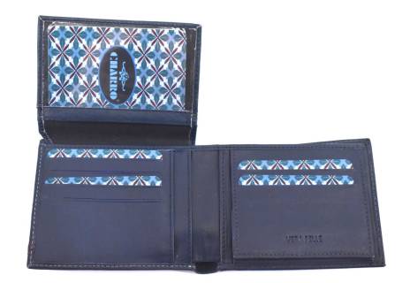 Moderní kožená peněženka z pravé kůže na šířku Charro - tmavě modrá