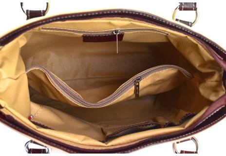 Dámská kožená kabelka - béžová/hnědá