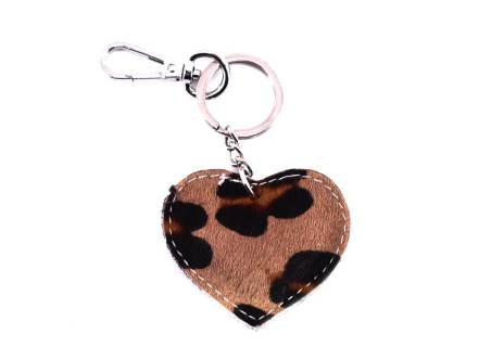 Přívěšek srdíčko na kabelku nebo  klíče z pravé kůže