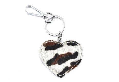 Přívěšek srdíčko na kabelku nebo  klíče z pravé kůže