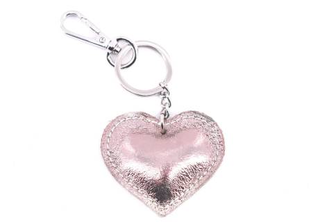 Přívěšek srdíčko na kabelku nebo  klíče z pravé kůže