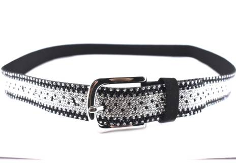 Dámský/dívčí štrasový opasek Arteddy - černá/stříbrná/100