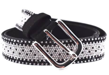 Dámský/dívčí štrasový opasek Arteddy - černá/stříbrná/100