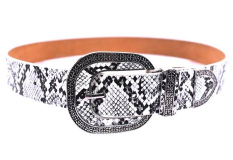 Dámský/dívčí opasek Arteddy s ozdobnou sponou - bílá/černá/95