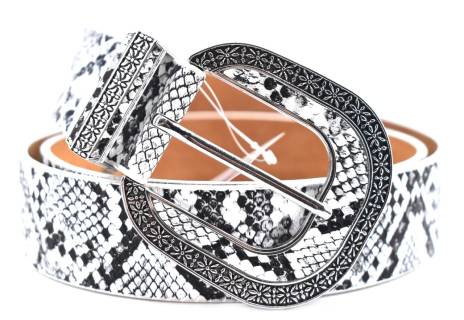 Dámský/dívčí opasek Arteddy s ozdobnou sponou - bílá/černá/95