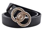 Dámský jednobarevný opasek s ozdobnou sponou - černá/90