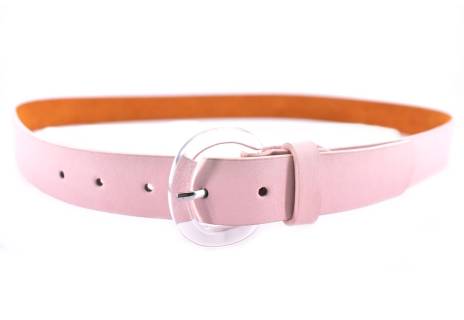 Dámský jednobarevný opasek s ozdobnou sponou - růžová/pudrová/100
