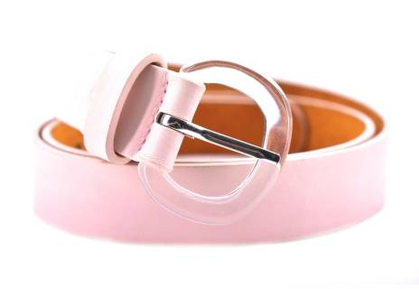 Dámský jednobarevný opasek s ozdobnou sponou - růžová/pudrová/100