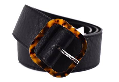 Dámský široký jednobarevný opasek - černá/95