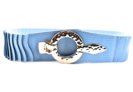 Dámský široký jednobarevný elastický opasek - světle modrá/75-105