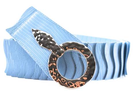 Dámský široký jednobarevný elastický opasek - světle modrá/75-105