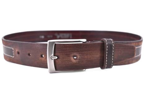 Kožený opasek Made in Italy - tmavě hnědá/110