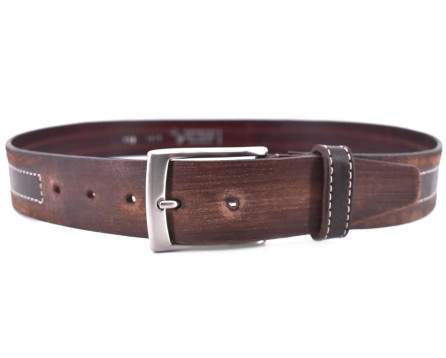 Kožený opasek Made in Italy - tmavě hnědá/110