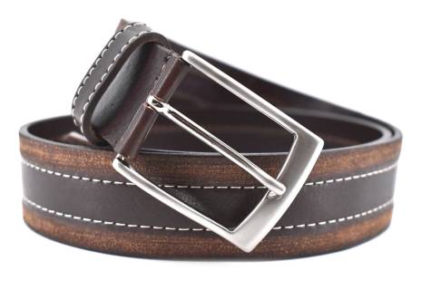 Kožený opasek Made in Italy - tmavě hnědá/110