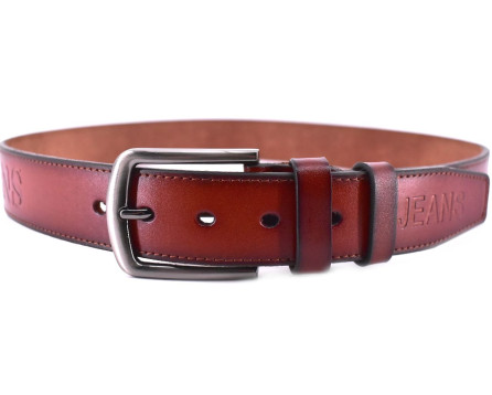 Kožený opasek Jeans -  hnědá/110