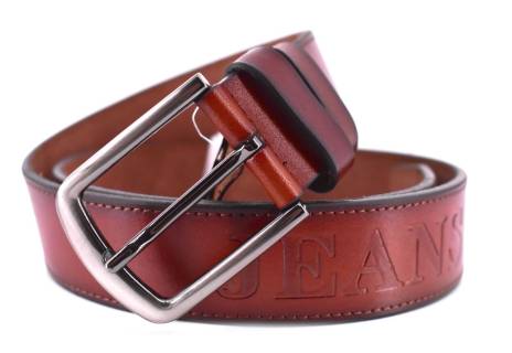Kožený opasek Jeans -  hnědá/110