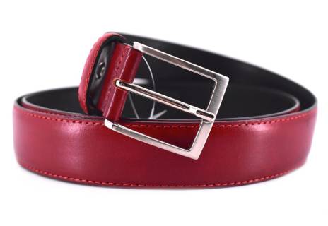 Kožený opasek Made in Italy Juice- tmavě červená/130