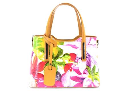 Dámská kožená kabelka s květovaným vzorem Arteddy