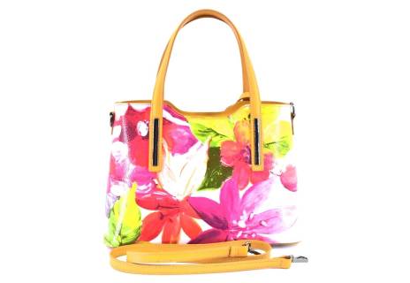 Dámská kožená kabelka s květovaným vzorem Arteddy