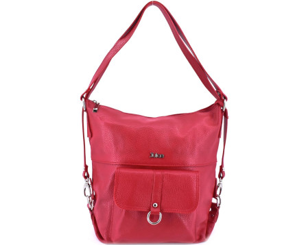 Dámská kožená kabelka a batoh v jednom Juice - červená