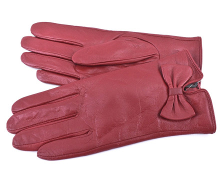 Dámské kožené zateplené rukavice Arteddy -  tmavě červená (L)