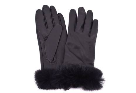 Dámské kožené rukavice B.Cavalli ozdobené kožešinou