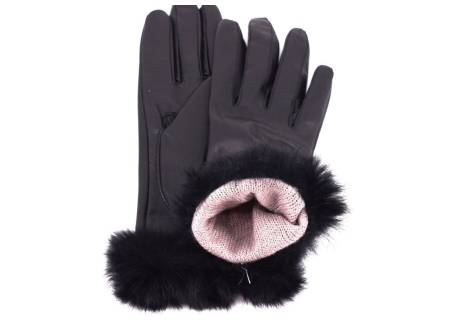 Dámské kožené rukavice B.Cavalli ozdobené kožešinou