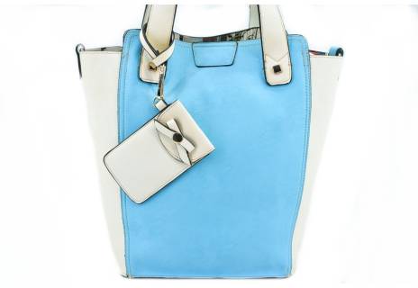 Dámská kabelka - světle modrá/krémová