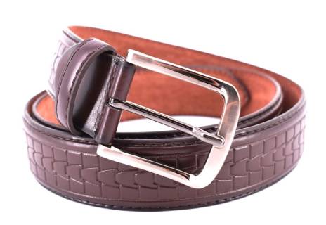 Pánský opasek z ekokůže - tmavě hnědá/125
