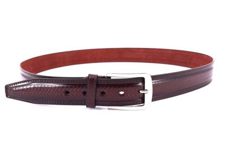 Pánský opasek z ekokůže - tmavě hnědá/120
