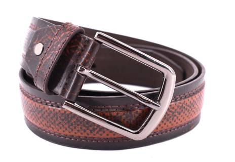 Pánský opasek z ekokůže - tmavě hnědá/115