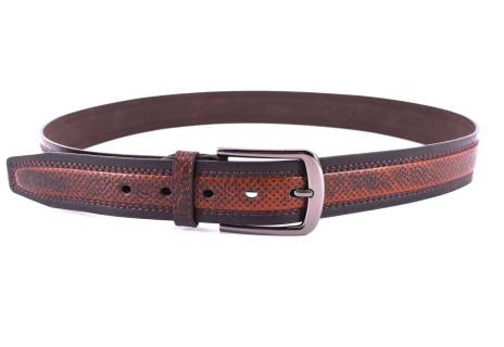 Pánský opasek z ekokůže - tmavě hnědá/115