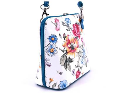 Dámská malá květovaná kožená kabelka crossbody Arteddy