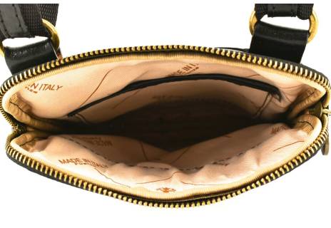 Kožená taška přes rameno crossbody - černá