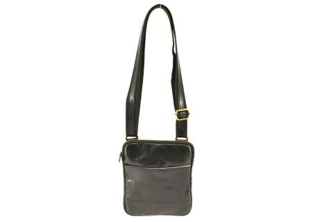 Kožená taška přes rameno crossbody - černá