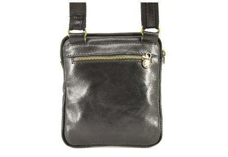 Kožená taška přes rameno crossbody - černá