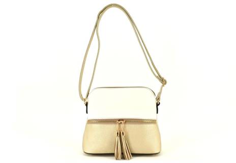 Dámská kabelka crossbody - zlatá/bílá