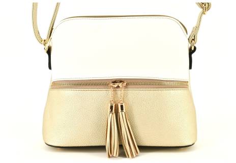 Dámská kabelka crossbody - zlatá/bílá