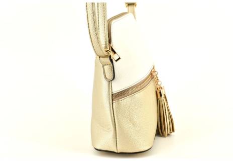Dámská kabelka crossbody - zlatá/bílá