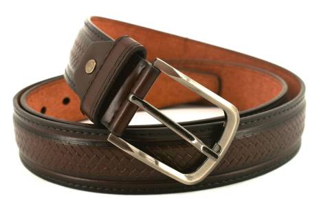 Pánský opasek z ekokůže - tmavě hnědá